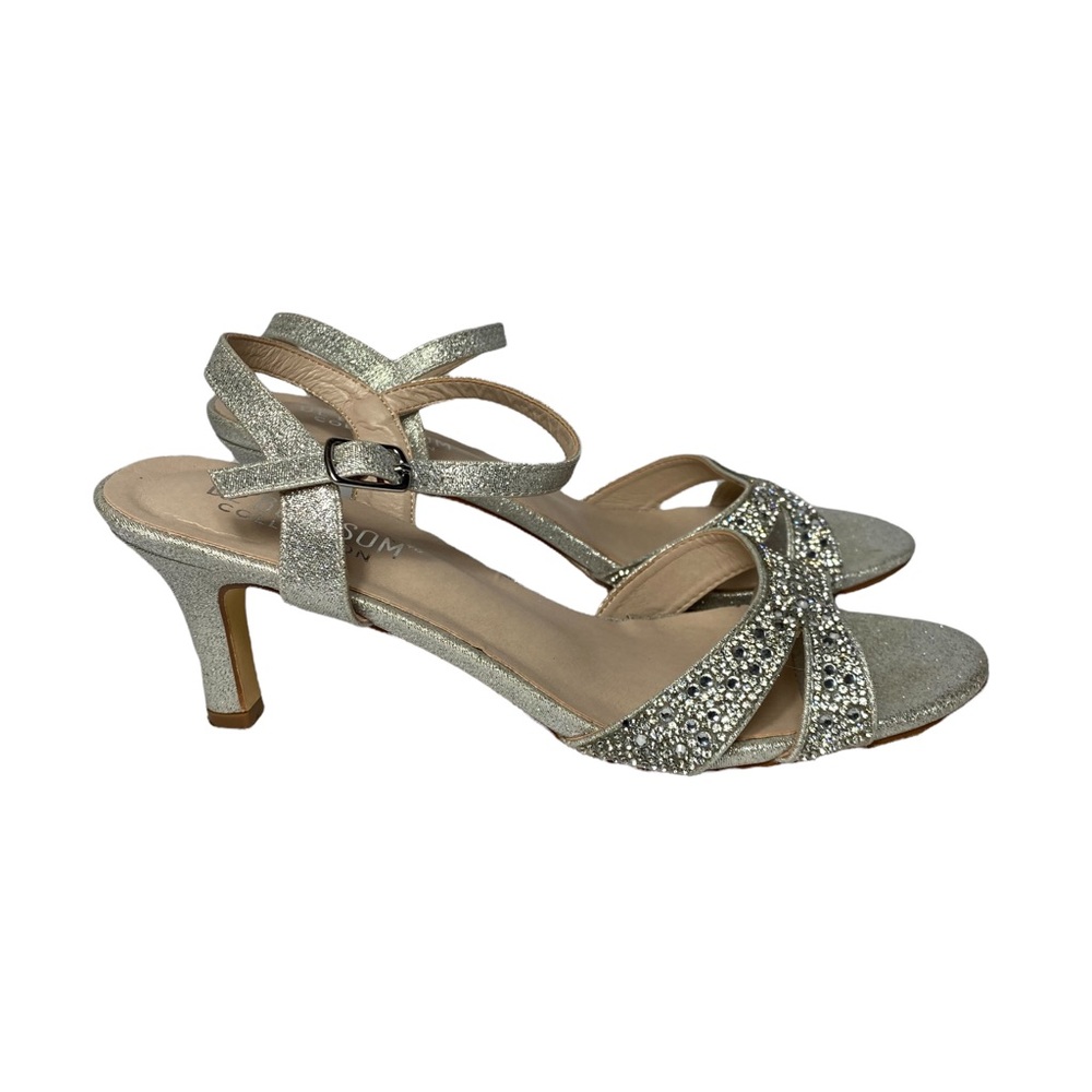 De Blossom Collection Heel Gold Strappy Sparkling Sandals Heels Women’s Size 7.5